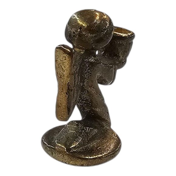 Praying Kneeling Angel Candle Holder 1.5" Miniature Vintage Brass Bronze Solid - Picture 7 of 11